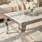 Lorens 130cm Chrome Coffee Table with White Marble Top