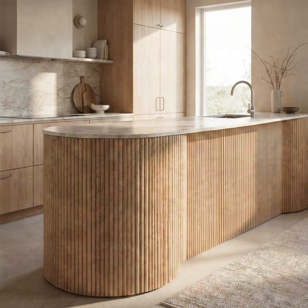 Flexii™ Flexible Oak Reeded Wall Panel | Mini Fluted Wood Slats 240cm x 60cm (Set of 2)