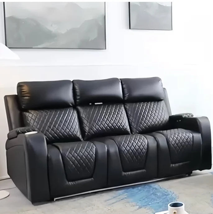 Rio 3 Seater Recliner Sofa Electric- 2 Seater Recliner Sofa Electric Black