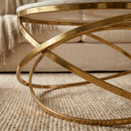 Stig Gold Round Coffee Table with Cream Sintered Stone Top – 80cm