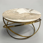 Stig Gold Round Coffee Table with Cream Sintered Stone Top – 80cm