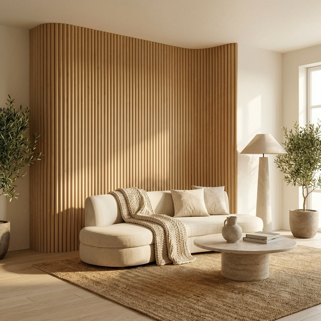 Flexii™ Flexible Oak Fluted Wall Panel | Premium Wood Slats 240cm x 60cm (Set of 2)