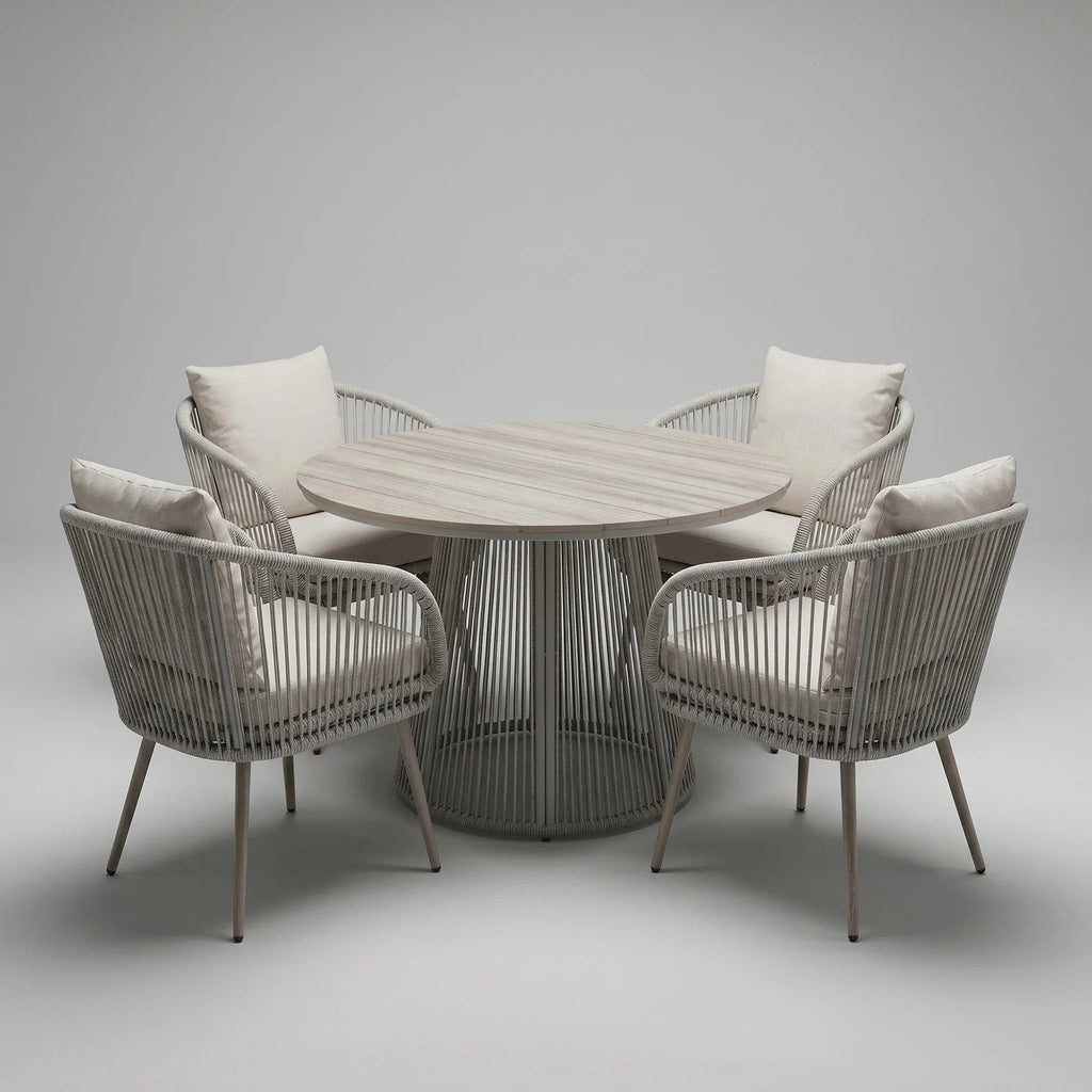 Cove 4 Seater Garden Dining Set – Natural Polyrattan Outdoor Dining Furniture UK