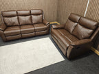 Fonte 3 & 2 Seater Manual Reclining Sofa Set, Leatheraire Fabric Brown RRP £1599