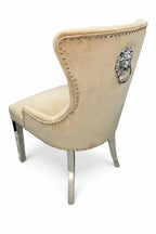 Louis Cream marble dining table with Cream lion knocker Chelsea chairs
