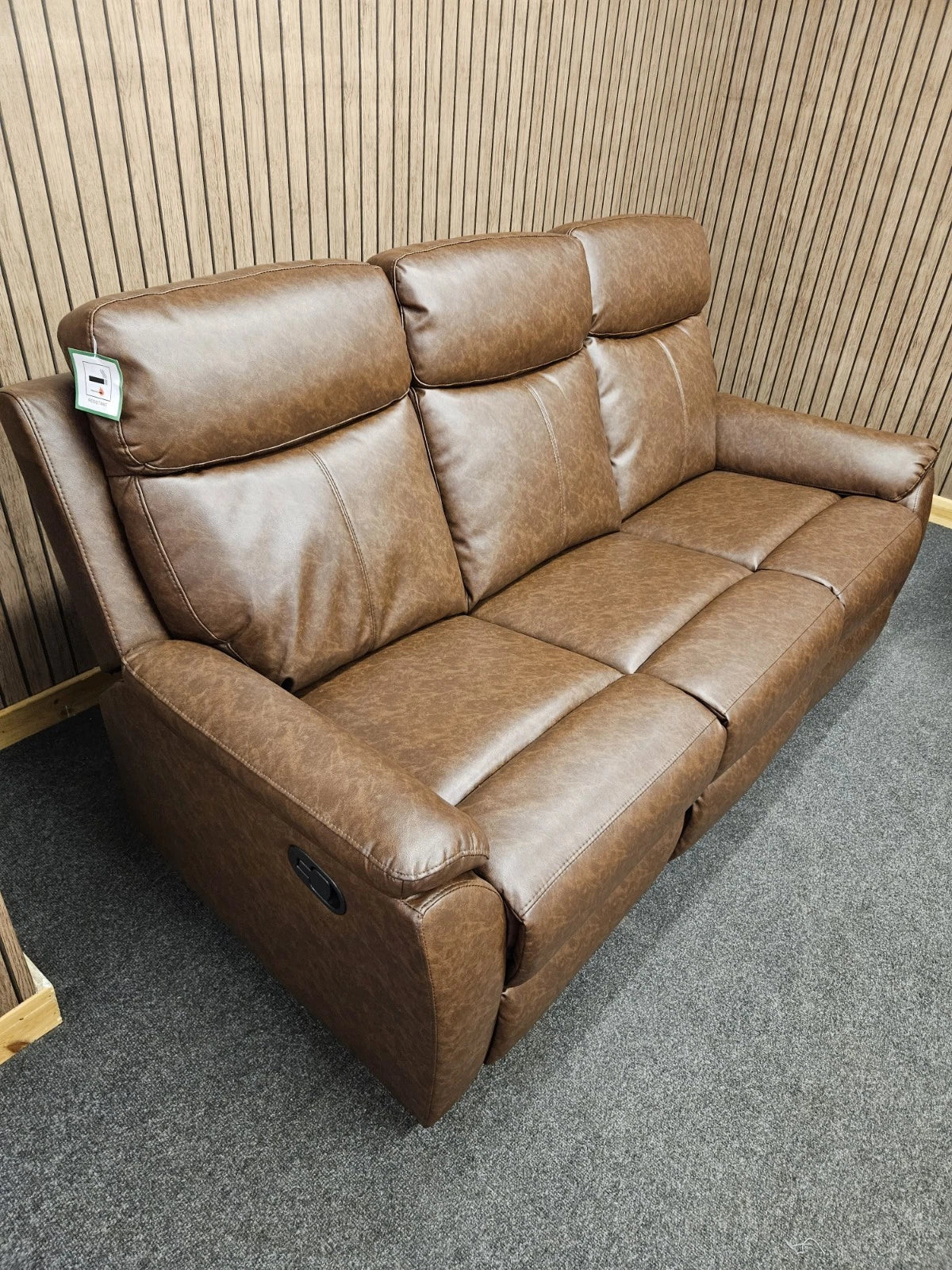 Fonte 3 & 2 Seater Manual Reclining Sofa Set, Leatheraire Fabric Brown RRP £1599