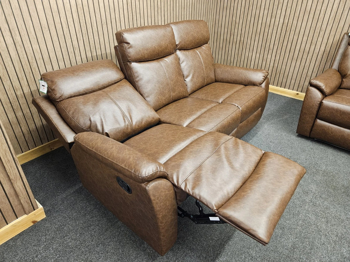 Fonte 3 & 2 Seater Manual Reclining Sofa Set, Leatheraire Fabric Brown RRP £1599