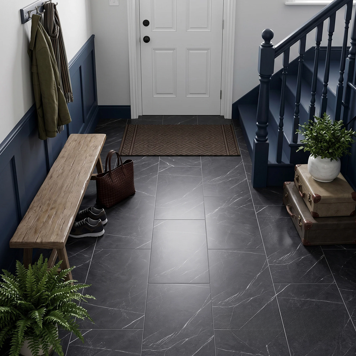 Fortis Floors™ Elementary Luxury LVT Stone Effect - Nero | 609mm x 304mm (3.7m² Pack)