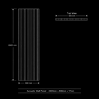 Light Grey Acoustic Premium slatted wooden felt back wall Panels 2400mm x 600mm - x1 Panel