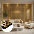 Extra Wide Gold Effect Acoustic Premium slatted wooden felt back wall Panels 2400mm x 600m x18mm
