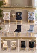 Louis Gold Marble Dining Table + Victoria Gold Dining Chairs Ring Knocker
