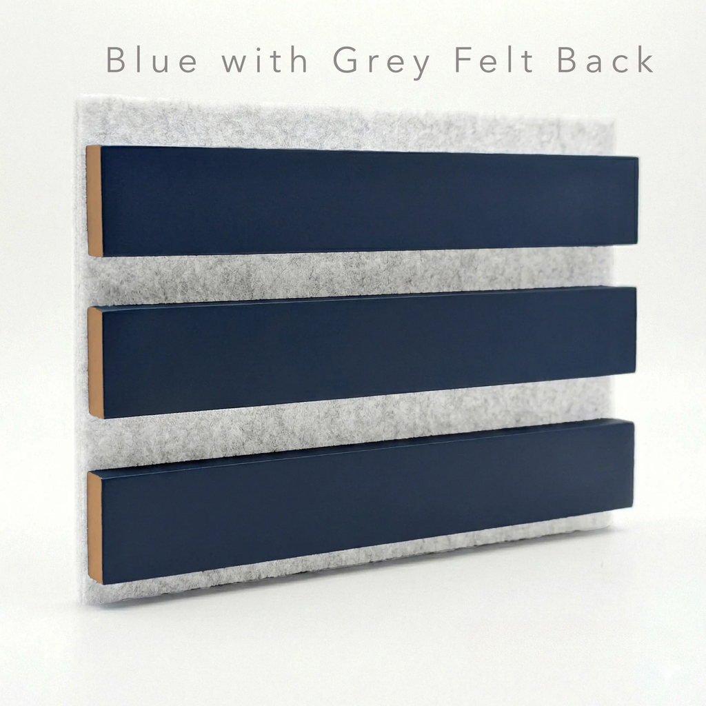 Panelux™ Pro Blue Coloured Acoustic Wood Wall Panel | Grey Felt Backing 240cm x 32cm (Set of 2)