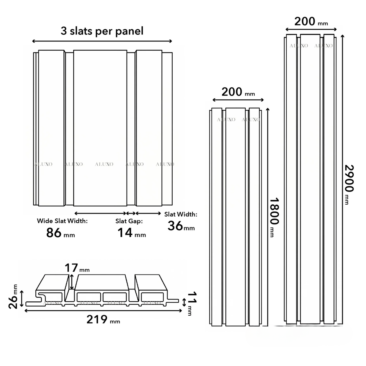 Kladd™ Wide Exterior Wall Panel Composite Cladding 86mm Slat - Walnut | 180cm / 290cm (Set of 4)
