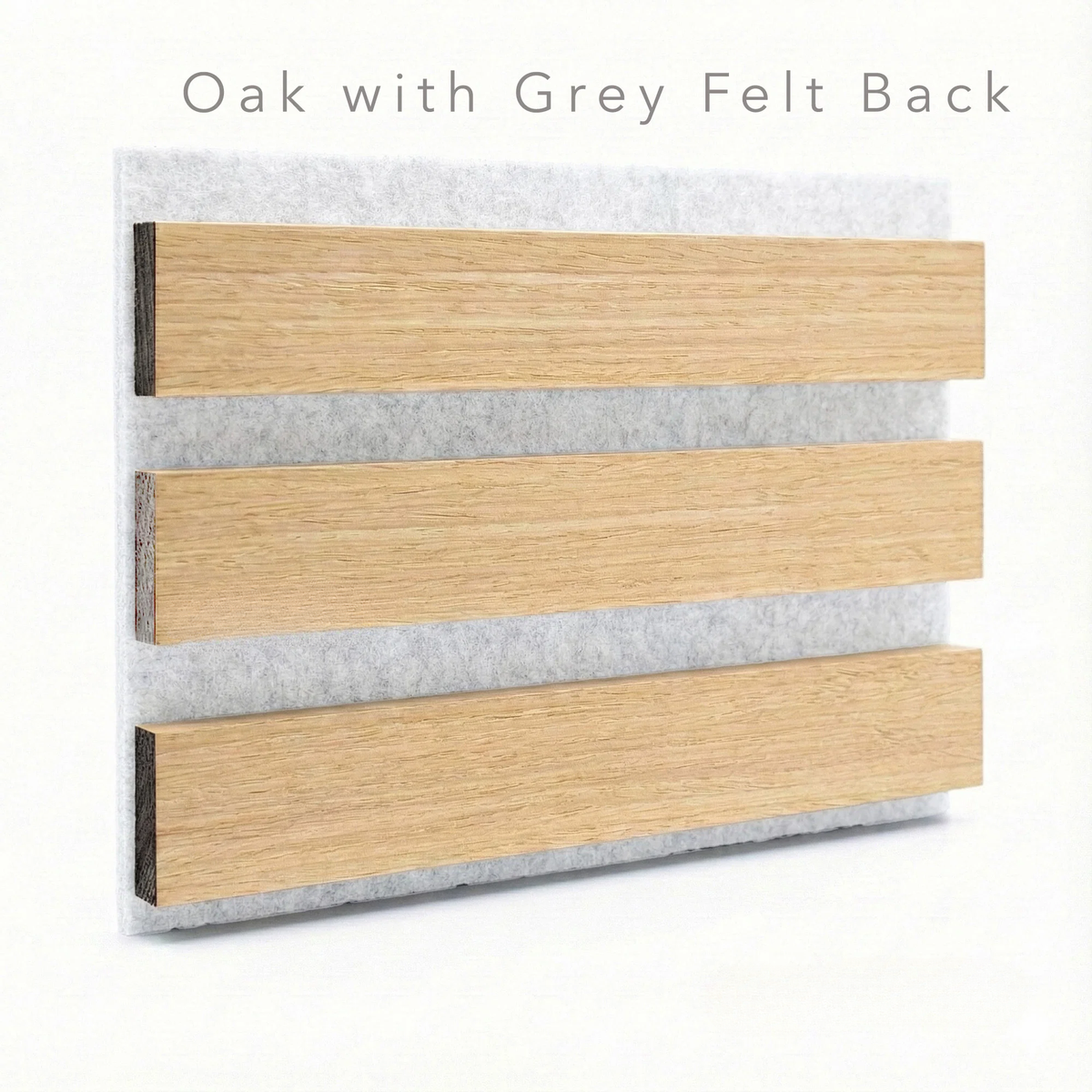 Oak Acoustic Square Straight Slat Wall Panels 60x60cm (Set of 6) | Grey Felt Backing