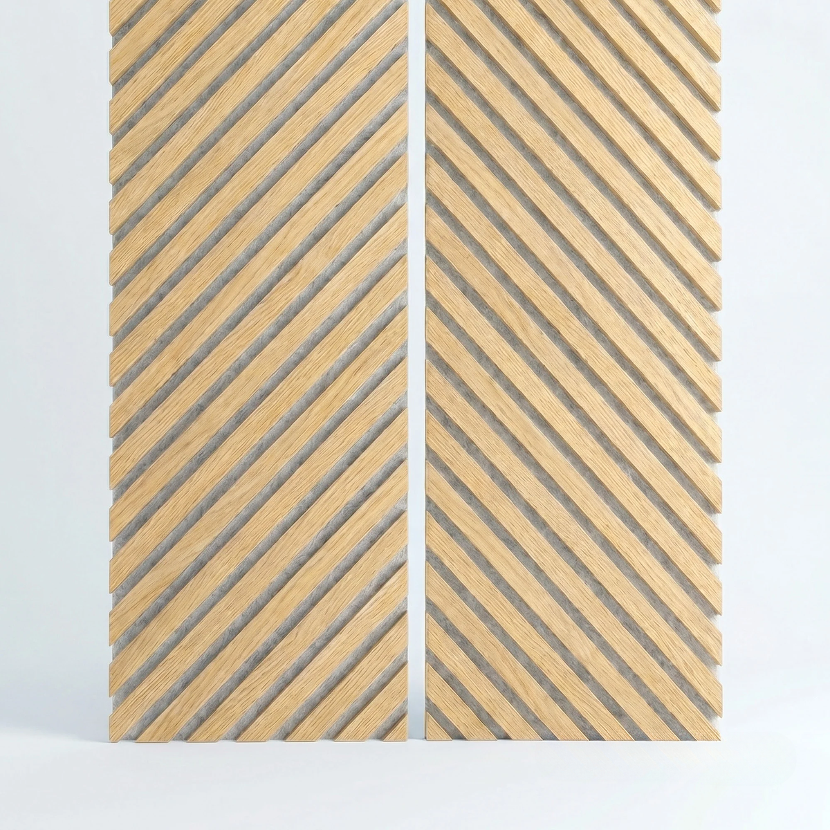 Panelux™ Pro Chevron Slat Oak Wall Panels | Grey Felt Backing - 240cm x 30cm (Set Of 2)