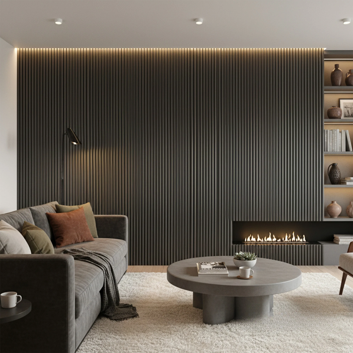 WPC 3D FLUTED Wall Panels 235×16cm (SET of 15) - Black Brushed
