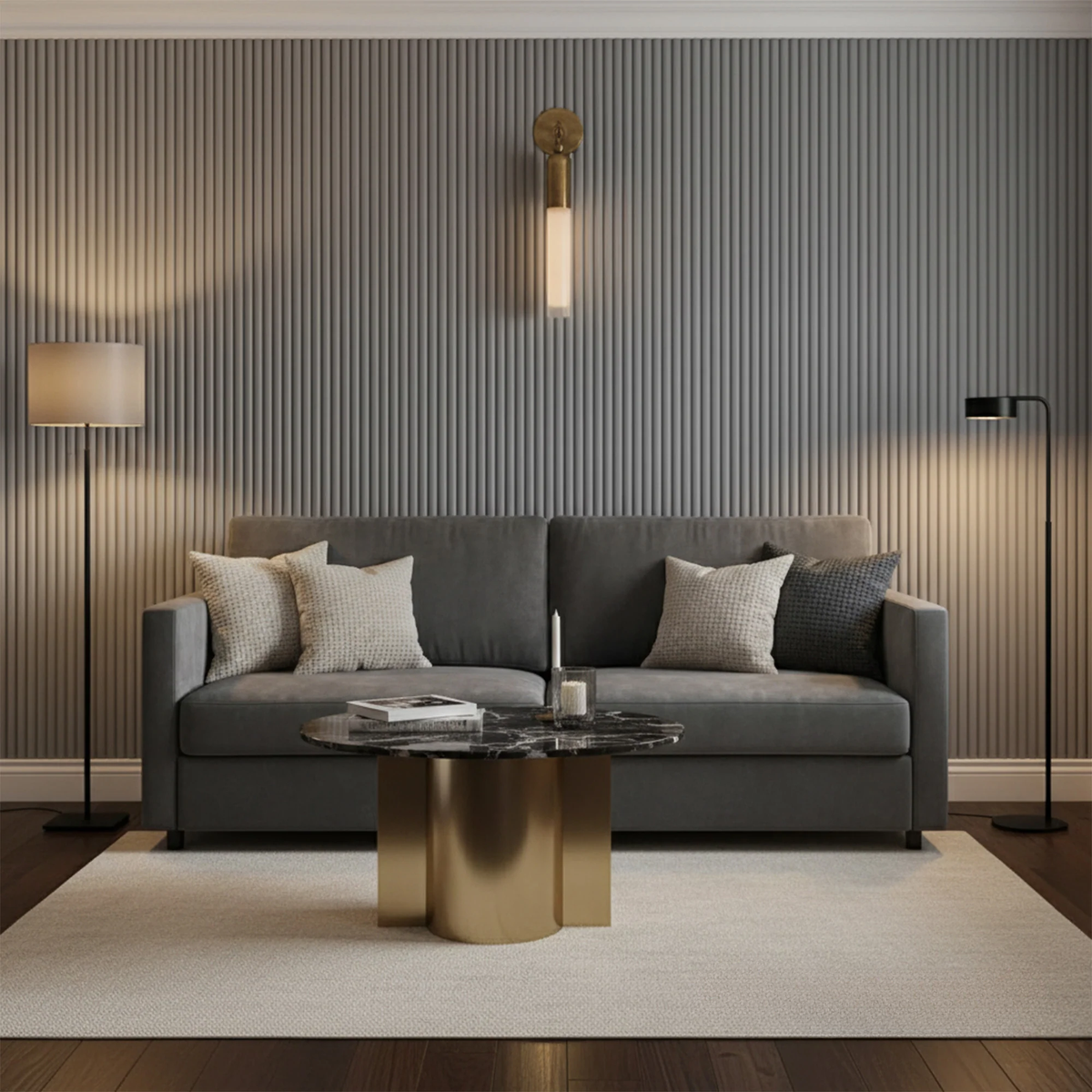WPC 3D FLUTED Wall Panels 235×16cm (SET of 15) - Matte Grey