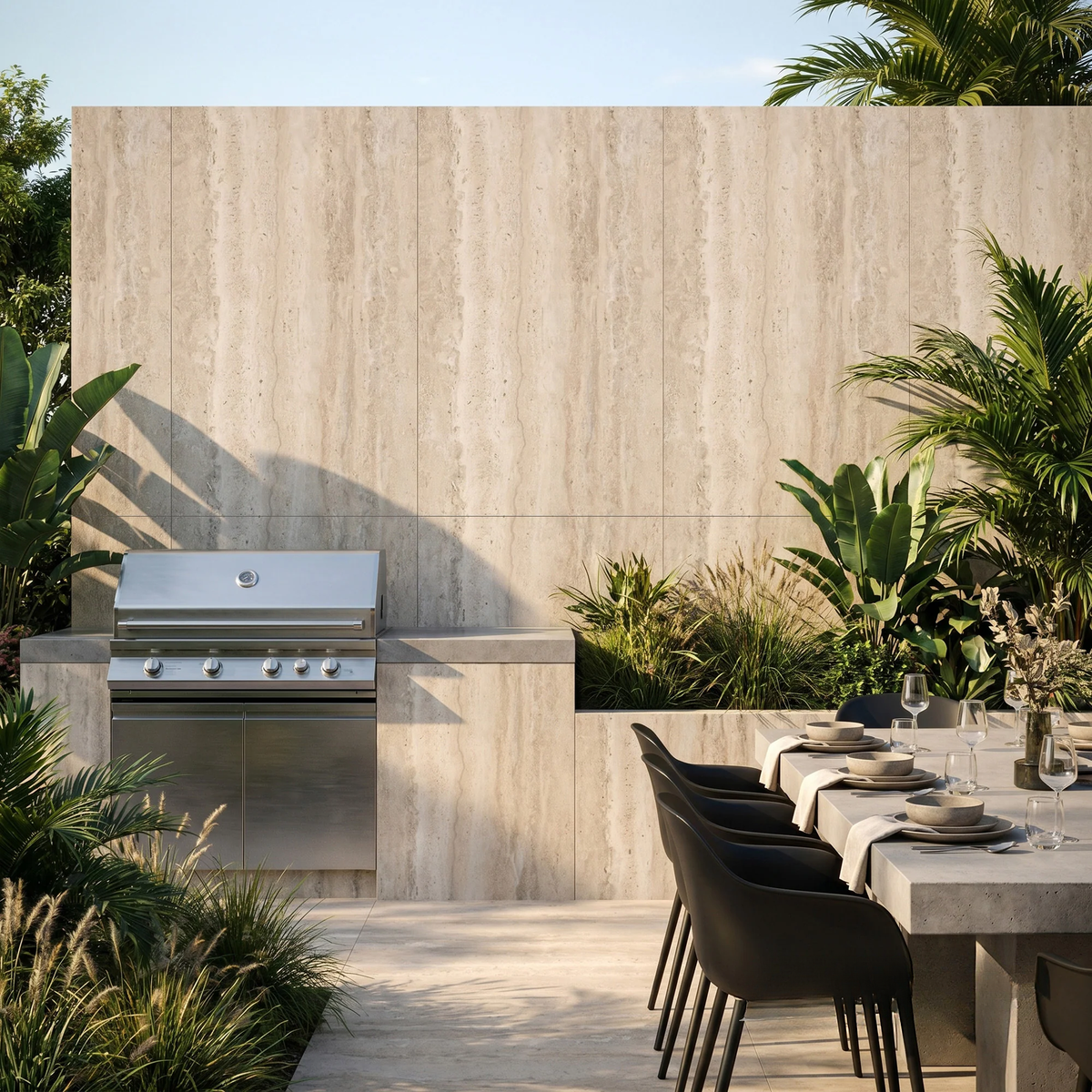 Outdoor Beige Travertine MCM Flexible Stone 2.88m² | 120x60cm Weather-Proof Exterior Panel (Set of 4)