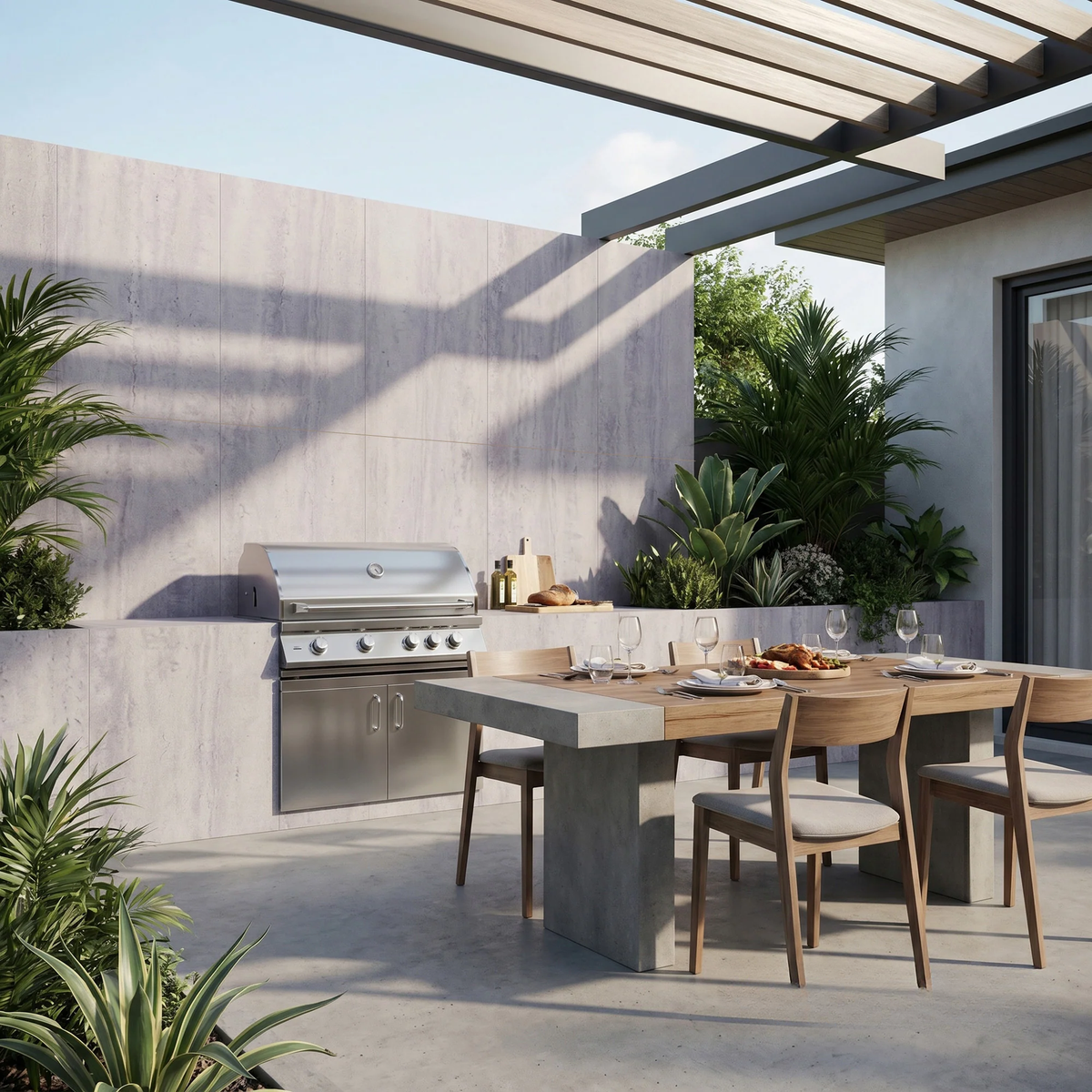 Outdoor Light Grey Travertine MCM Flexible Stone 2.88m² | 120x60cm Weather-Proof Exterior Panel (Set of 4)