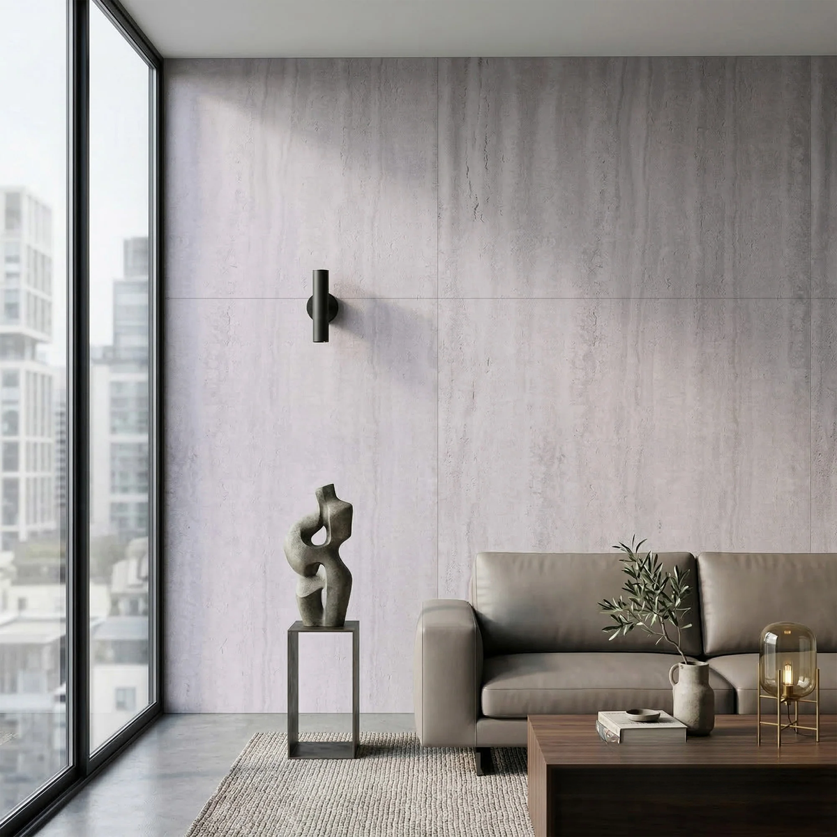 Outdoor Light Grey Travertine MCM Flexible Stone 2.88m² | 120x60cm Weather-Proof Exterior Panel (Set of 4)
