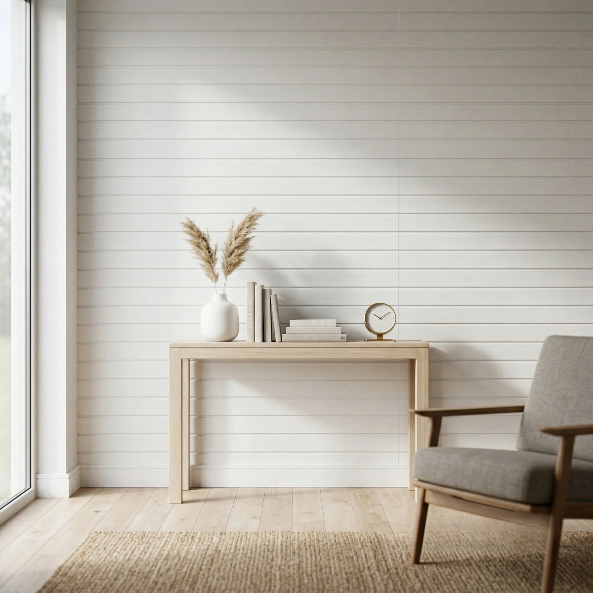 Pre-Cut Wainscoting Wall Panel Kit - Wave White (196cm x 100cm) | Ready-to-Install Scalloped Half-Wall