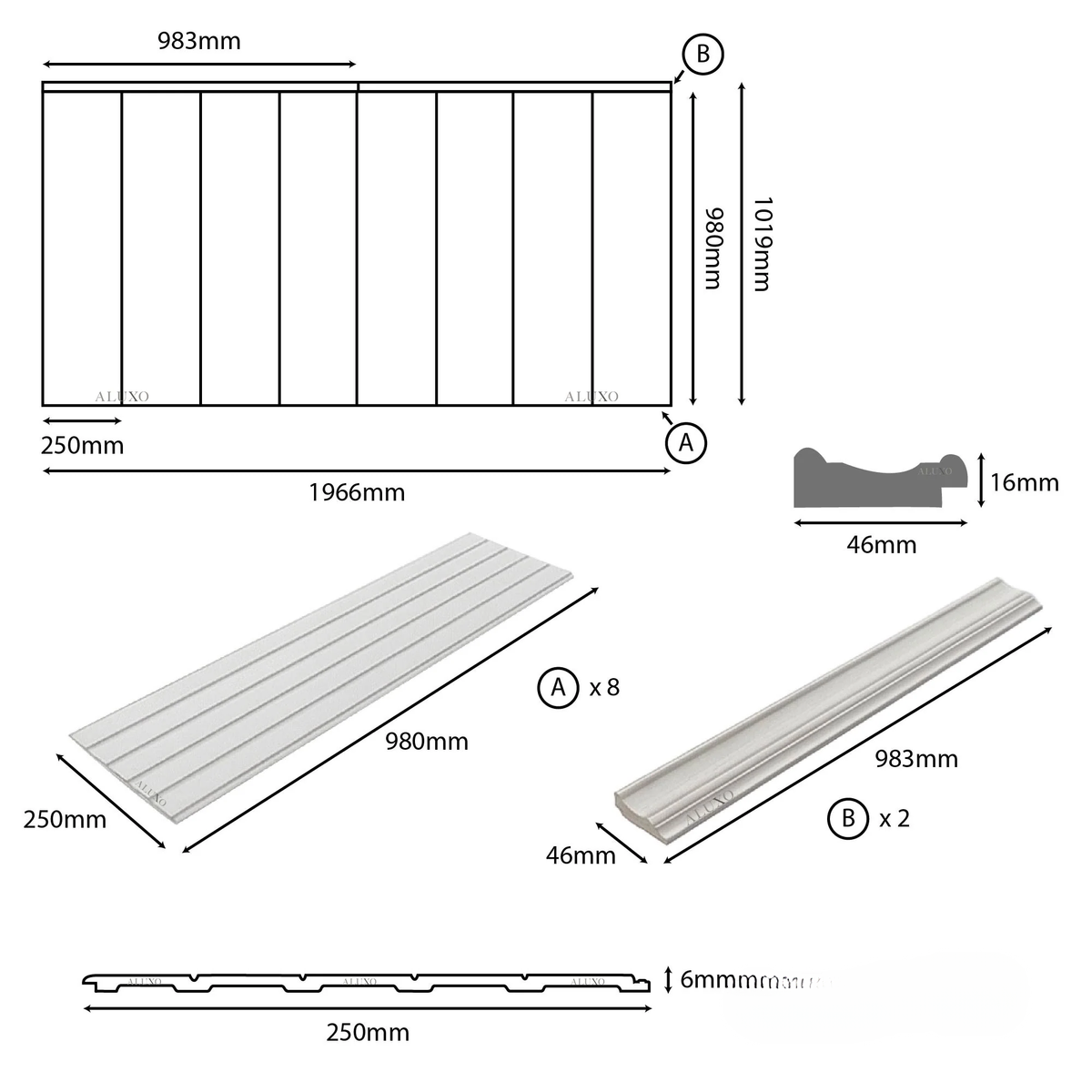 Sale Pre-Cut Wainscoting Wall Panel Kit - Slat Light Oak (196cm x 101cm) | Ready-to-Install Modern Half Wall Panelling