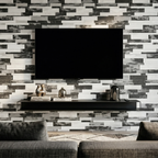 Mosaic Wall Tiles - Slate Black Mixed with Silver 30cm x 30cm (Set of 10) | Self Adhesive