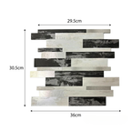 Mosaic Wall Tiles - Slate Black Mixed with Silver 30cm x 30cm (Set of 10) | Self Adhesive