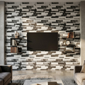 Mosaic Wall Tiles - Slate Black Mixed with Silver 30cm x 30cm (Set of 10) | Self Adhesive