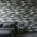 Mosaic Wall Tiles - Slate Black Mixed with Grey 30cm x 30cm (Set of 10) | Self Adhesive