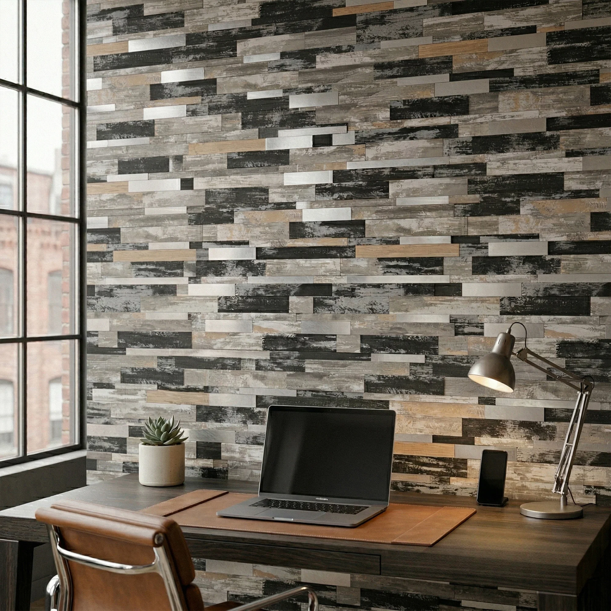 Mosaic Wall Tiles - Slate Black Mixed with Gold 30cm x 30cm (Set of 10) | Self Adhesive