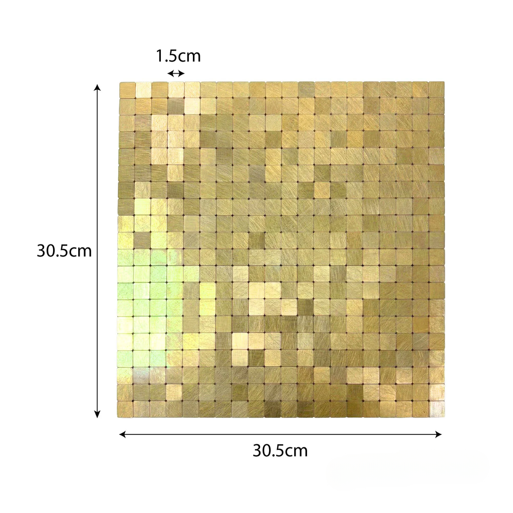 Mosaic Wall Tiles - Square Gold 30cm x 30cm (Set of 10) | Self Adhesive