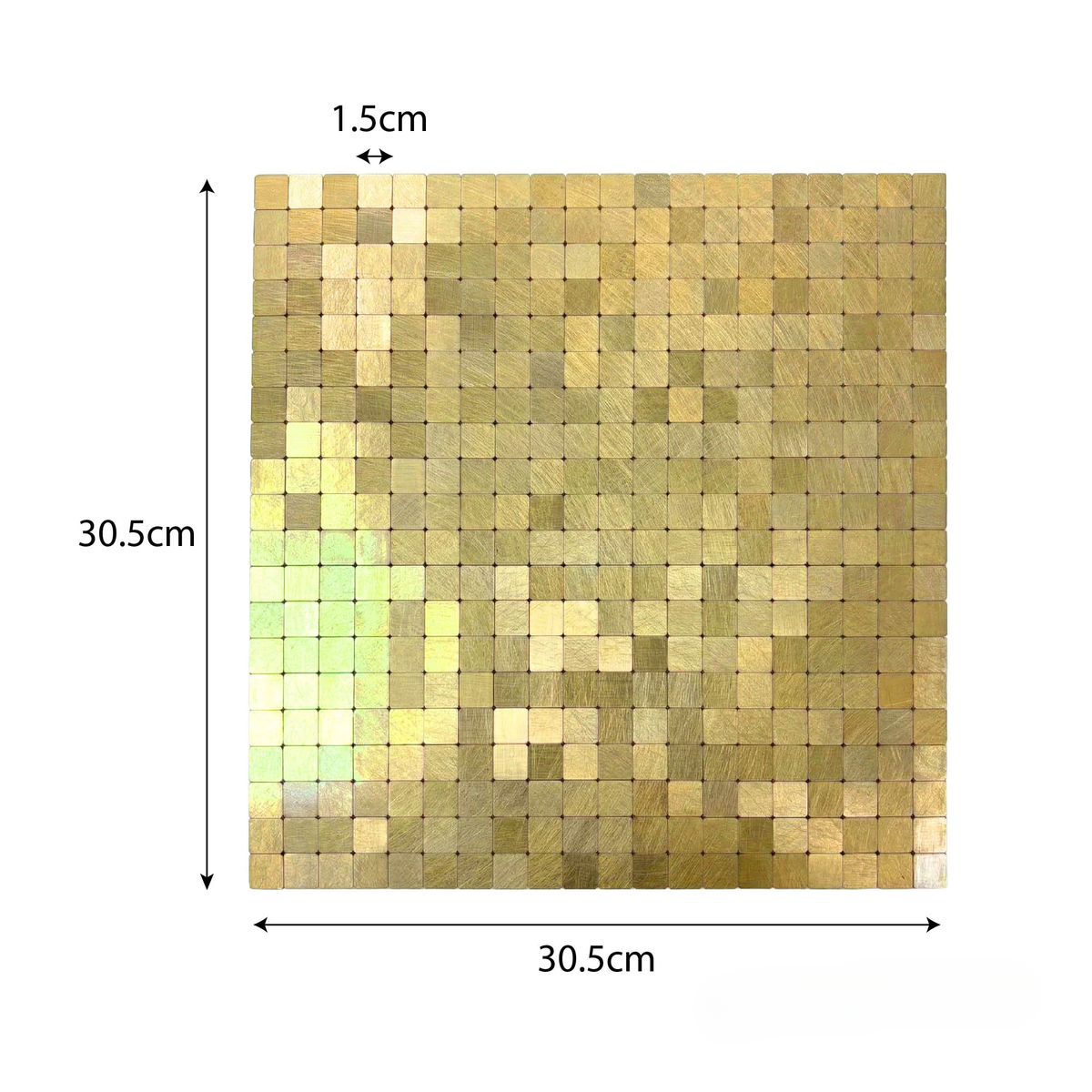 Mosaic Wall Tiles - Square Gold 30cm x 30cm (Set of 10) | Self Adhesive