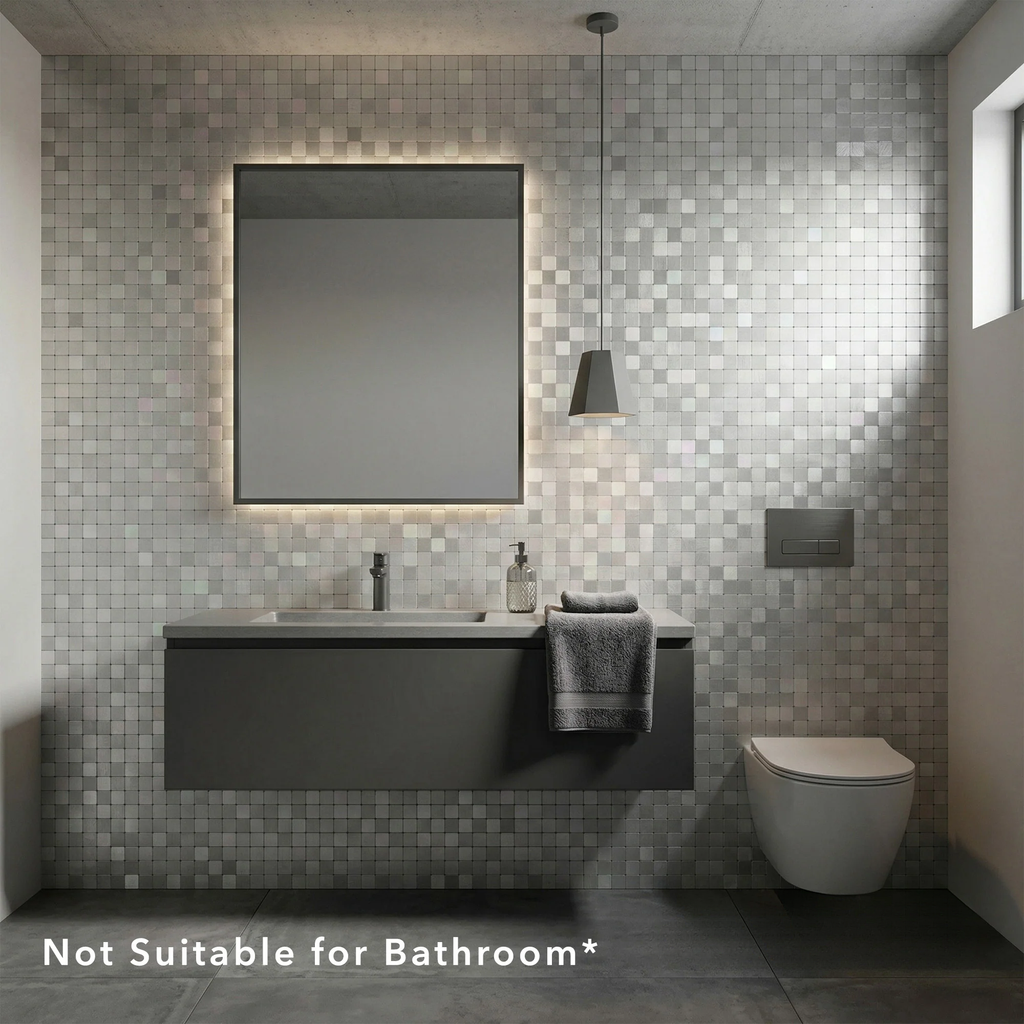 Mosaic Wall Tiles - Square Chrome 30cm x 30cm (Set of 10) | Self Adhesive