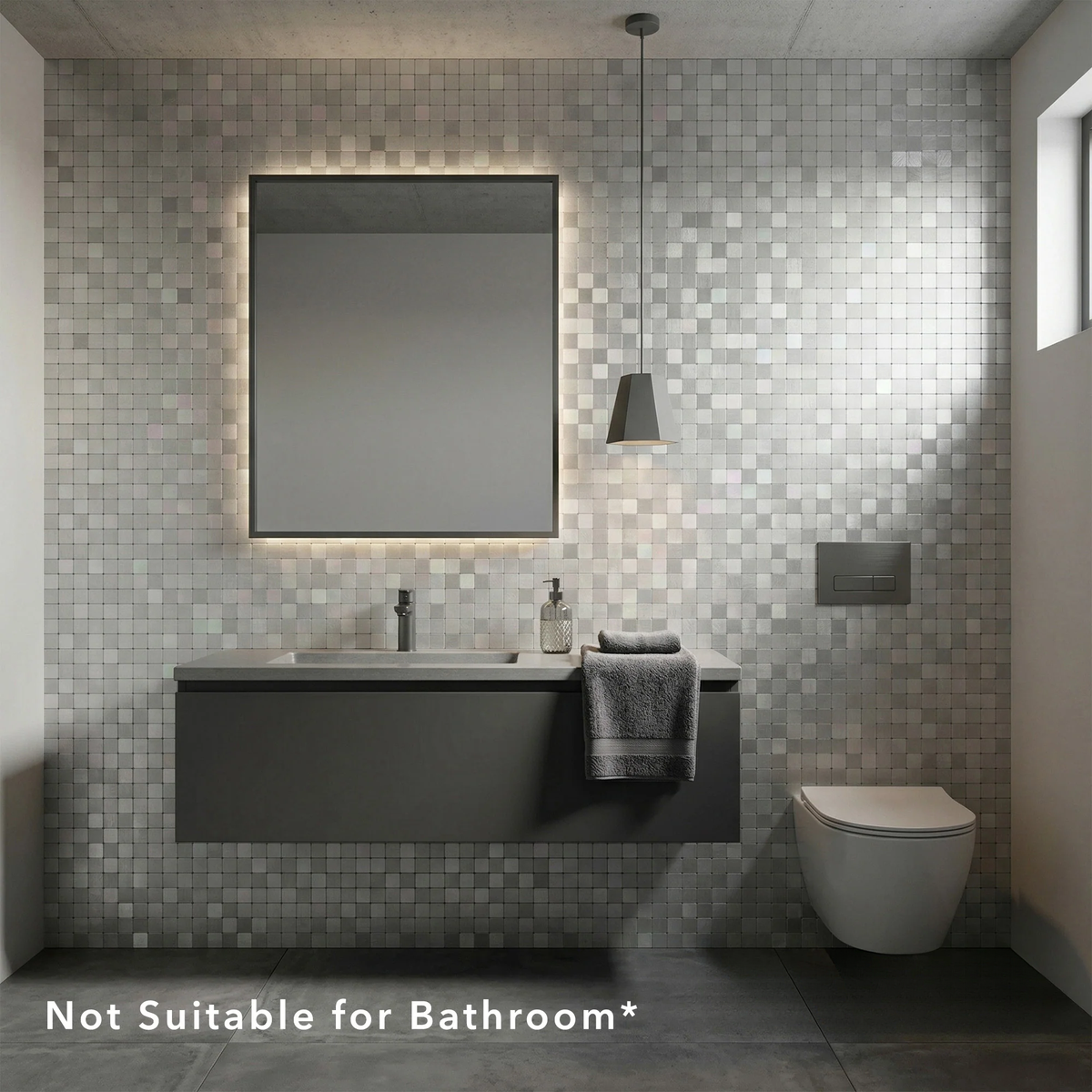 Mosaic Wall Tiles - Square Chrome 30cm x 30cm (Set of 10) | Self Adhesive