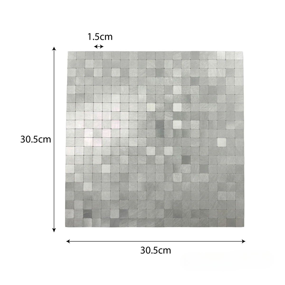 Mosaic Wall Tiles - Square Chrome 30cm x 30cm (Set of 10) | Self Adhesive