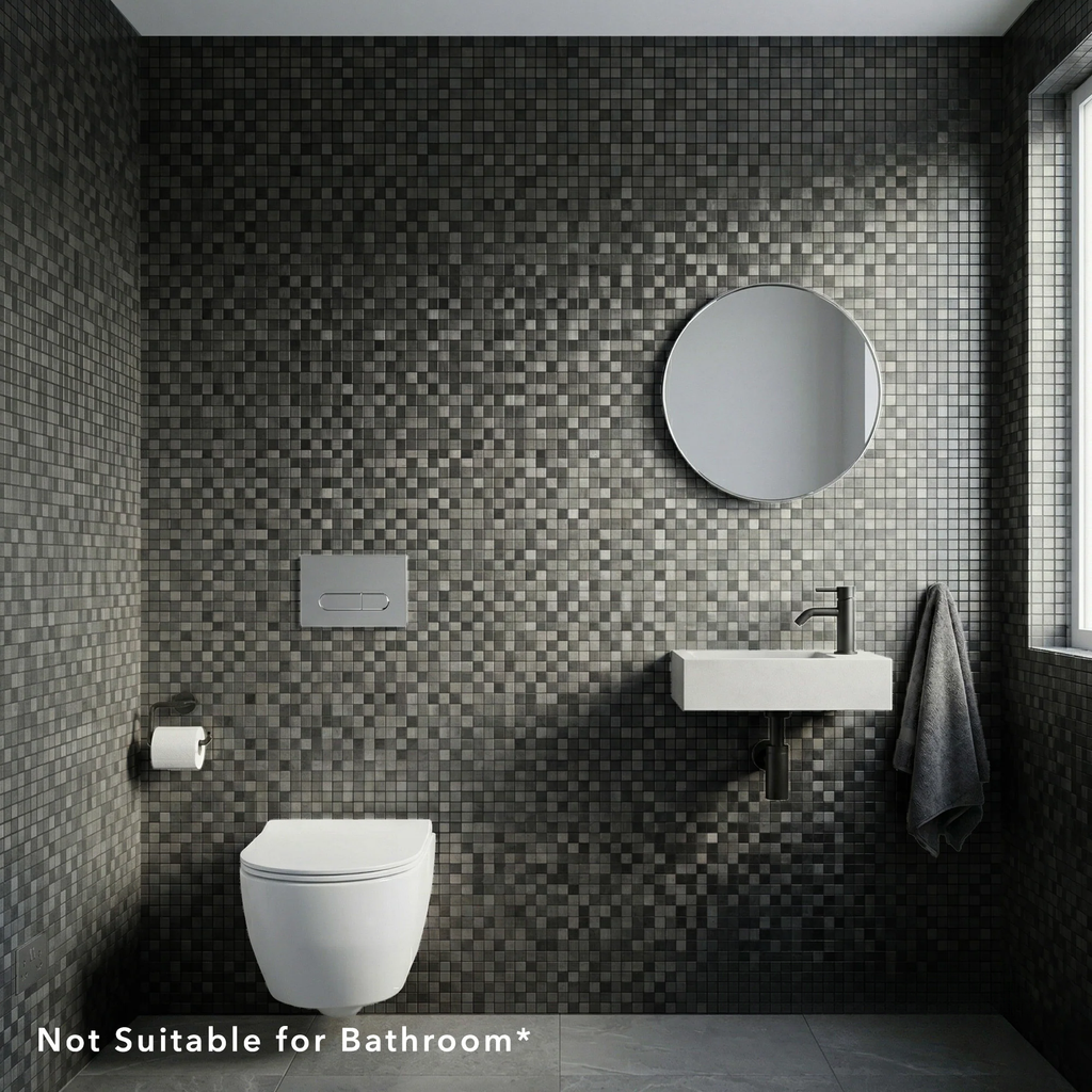 Mosaic Wall Tiles - Square Black 30cm x 30cm (Set of 10) | Self Adhesive