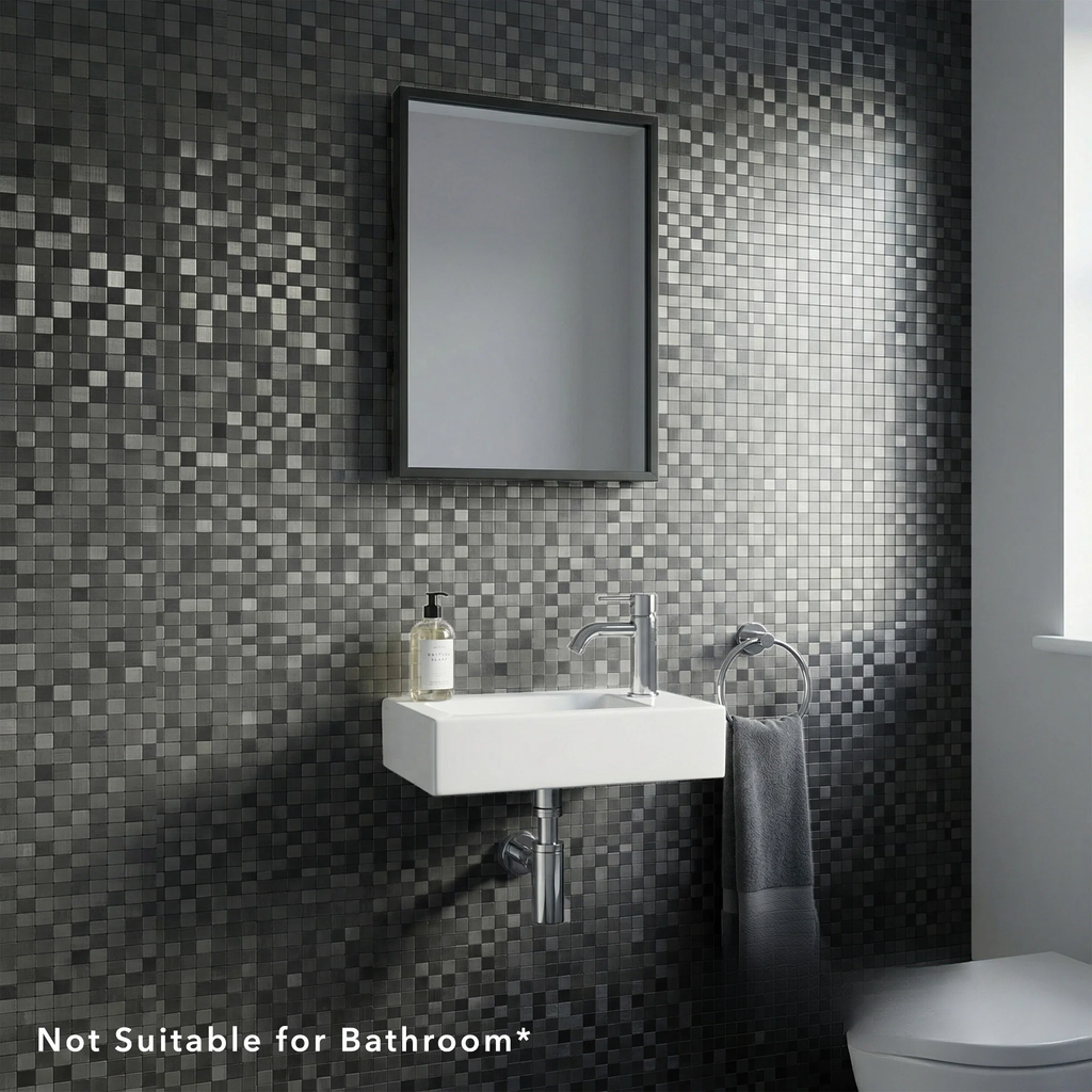 Mosaic Wall Tiles - Square Black 30cm x 30cm (Set of 10) | Self Adhesive