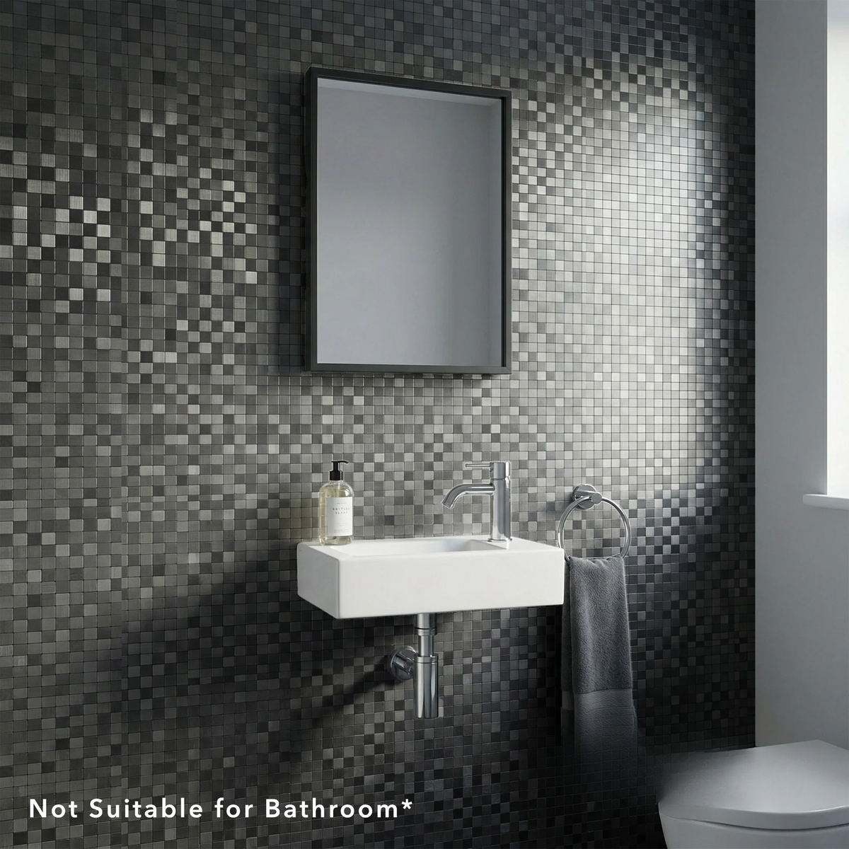 Mosaic Wall Tiles - Square Black 30cm x 30cm (Set of 10) | Self Adhesive