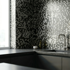 Mosaic Wall Tiles - Mini Hexagon Chrome Mix 30cm x 30cm (Set of 10) | Self Adhesive