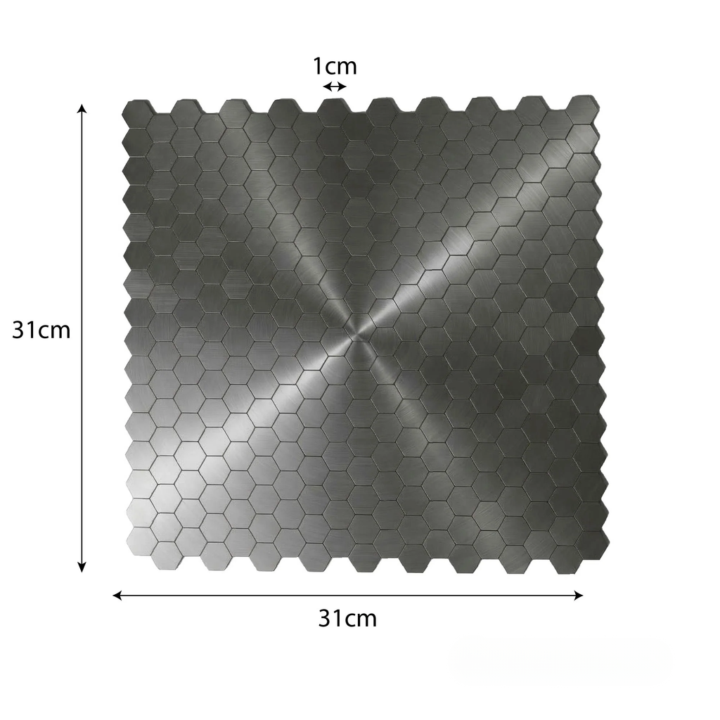 Mosaic Wall Tiles - Mini Hexagon Black 30cm x 30cm (Set of 10) | Self Adhesive
