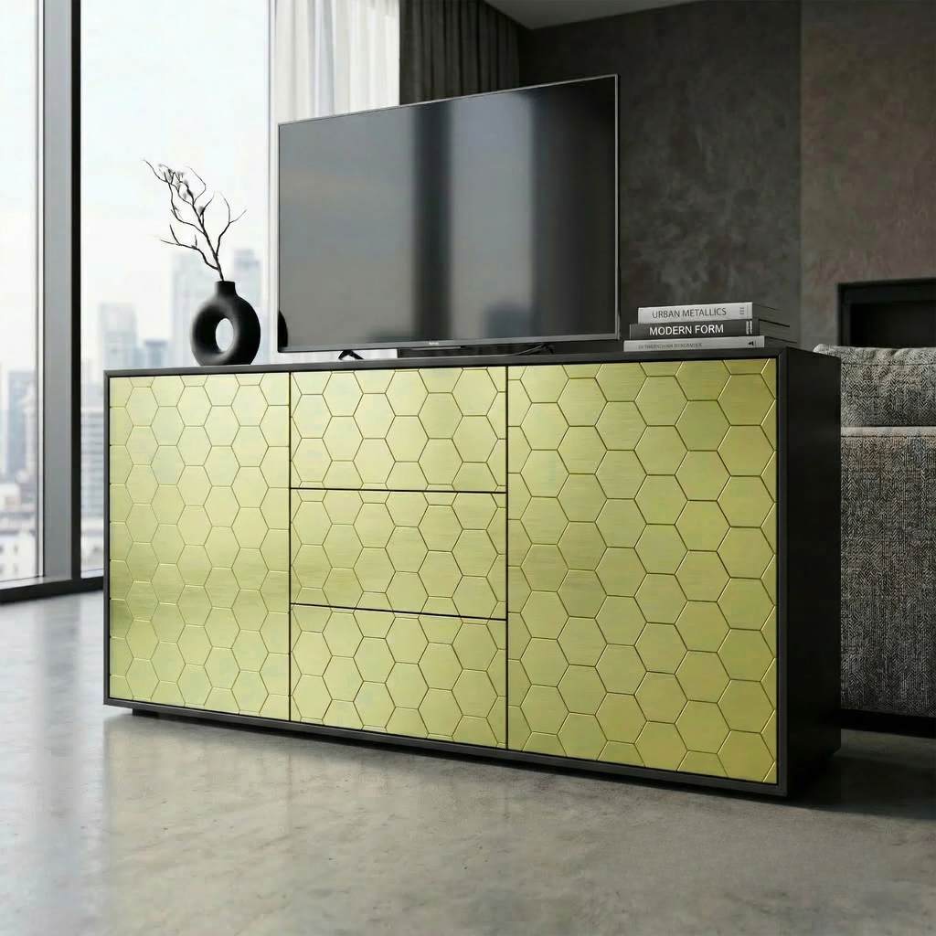 Mosaic Wall Tiles - Hexagon Gold 30cm x 30cm (Set of 10) | Self Adhesive