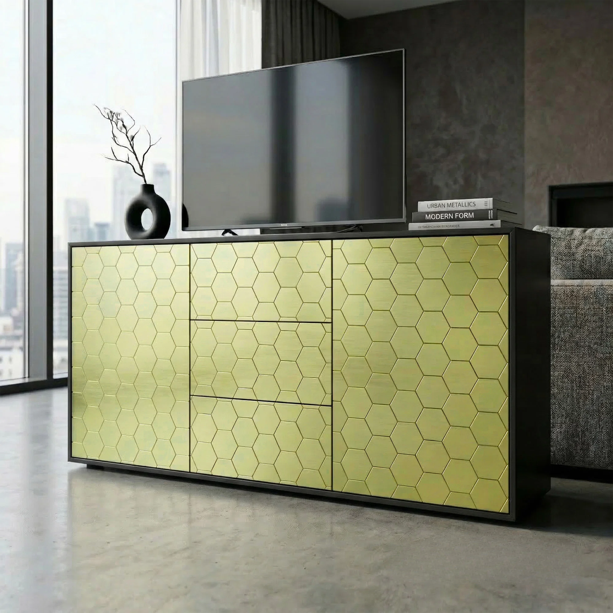 Mosaic Wall Tiles - Hexagon Gold 30cm x 30cm (Set of 10) | Self Adhesive