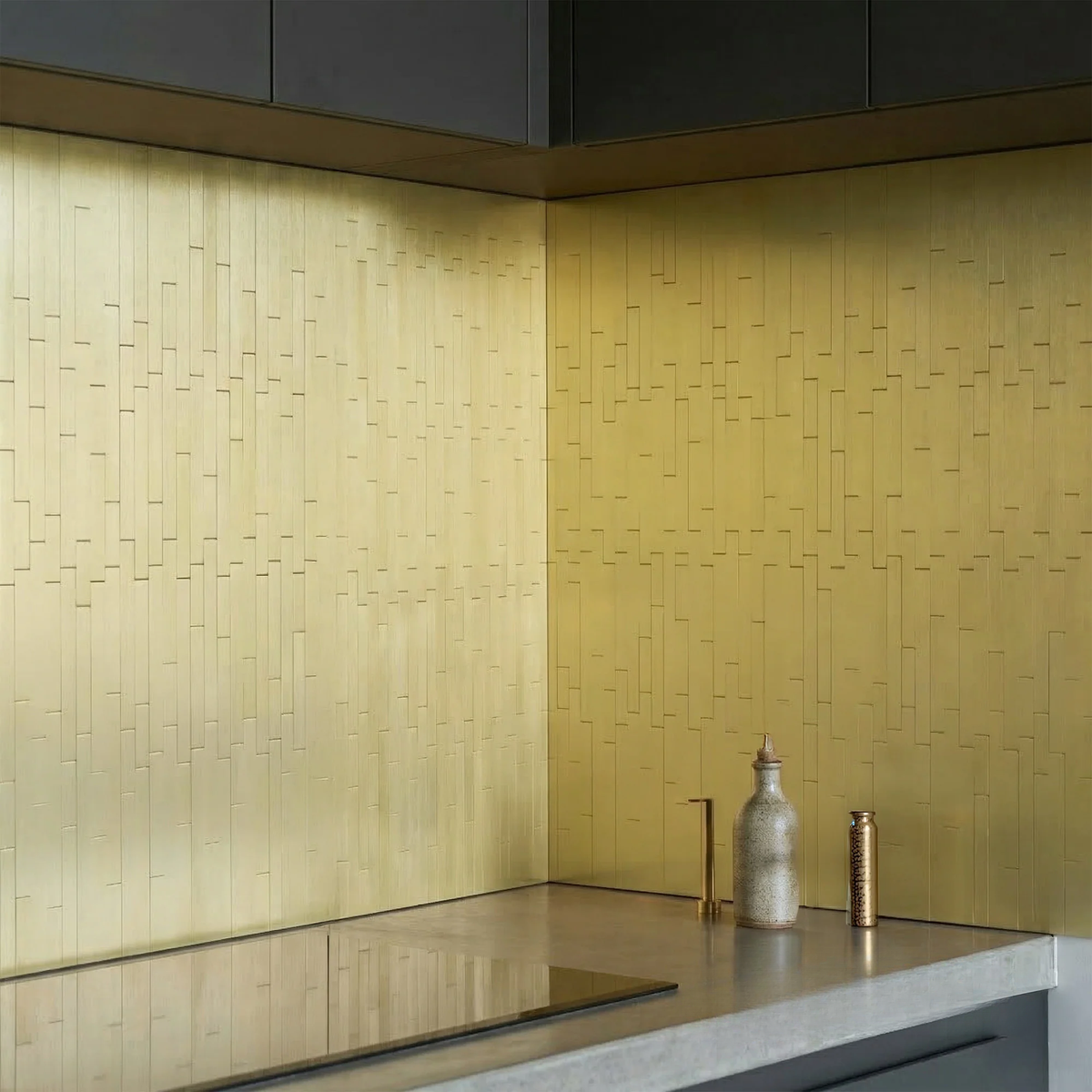 Mosaic Wall Tiles - Brick Gold 30cm x 30cm (Set of 10) | Self Adhesive