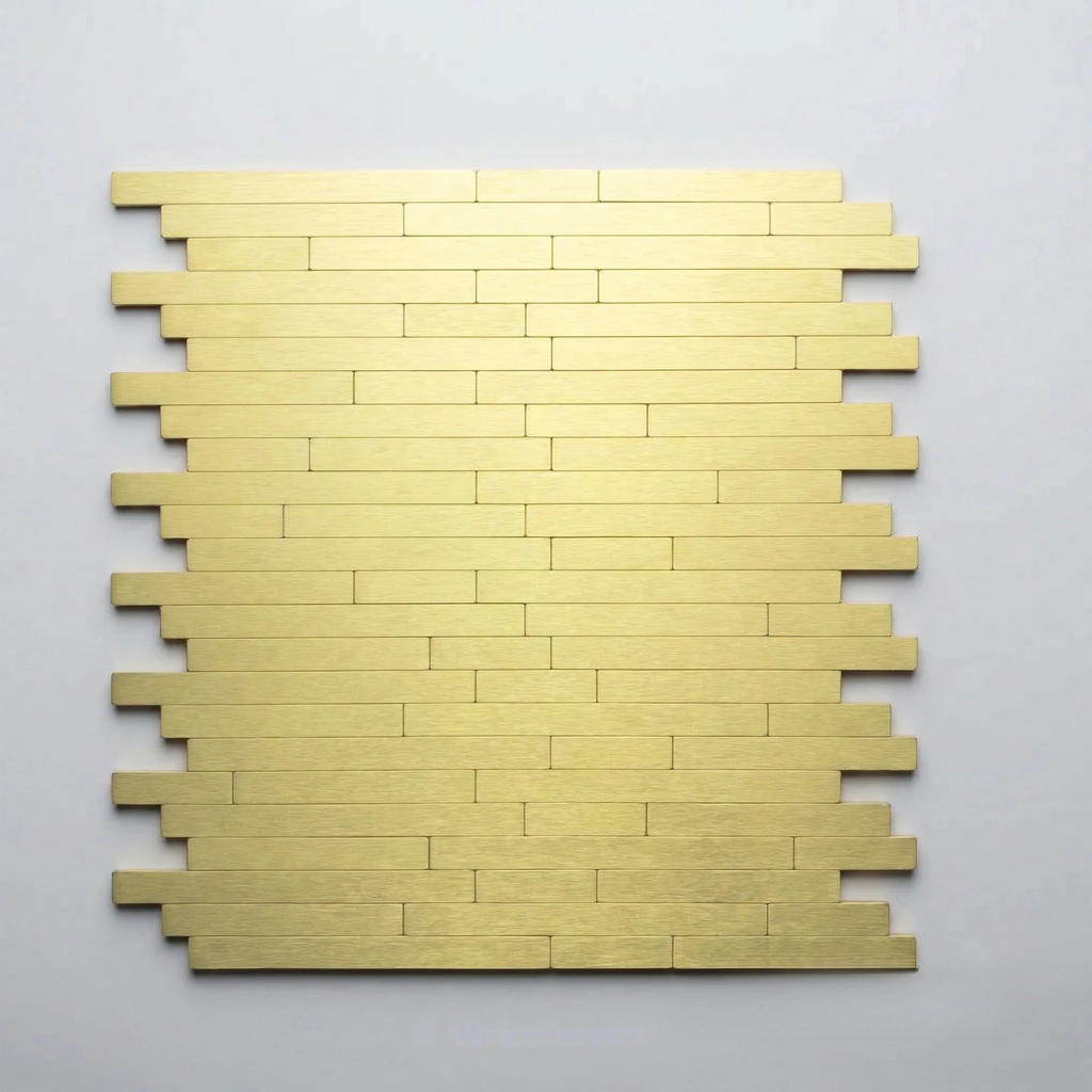 Mosaic Wall Tiles - Brick Gold 30cm x 30cm (Set of 10) | Self Adhesive