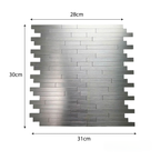Mosaic Wall Tiles - Brick Chrome 30cm x 30cm (Set of 10) | Self Adhesive