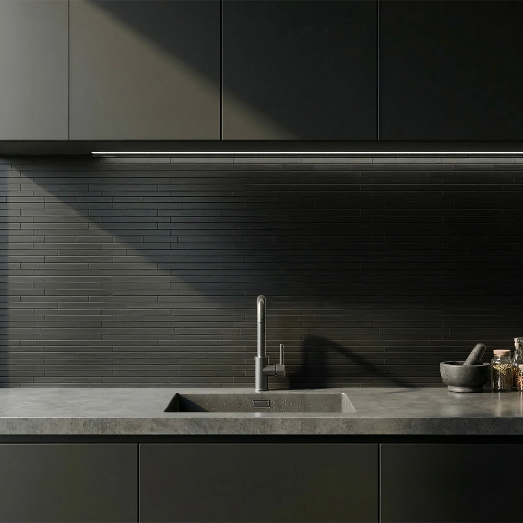 Mosaic Wall Tiles - Brick Black 30cm x 30cm (Set of 10) | Self Adhesive