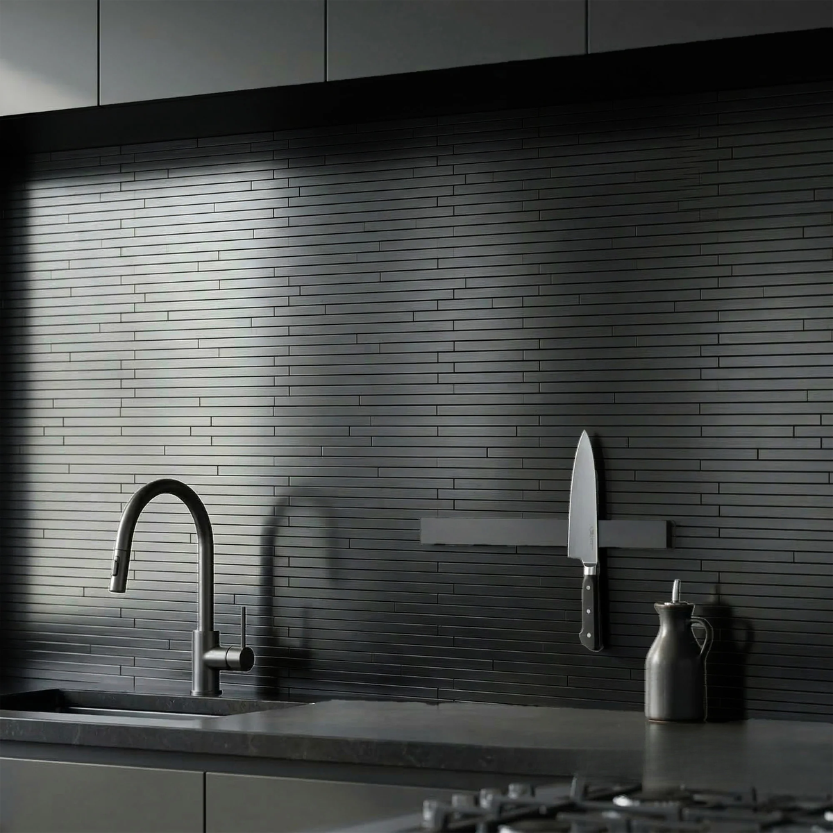Mosaic Wall Tiles - Brick Black 30cm x 30cm (Set of 10) | Self Adhesive