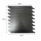 Mosaic Wall Tiles - Brick Black 30cm x 30cm (Set of 10) | Self Adhesive