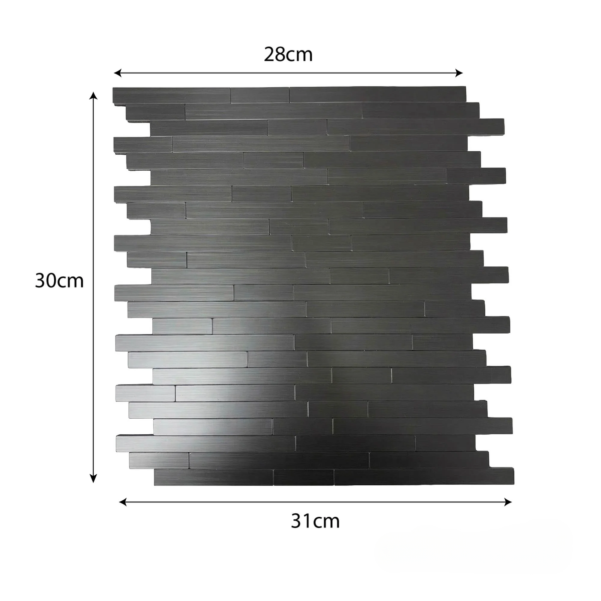 Mosaic Wall Tiles - Brick Black 30cm x 30cm (Set of 10) | Self Adhesive